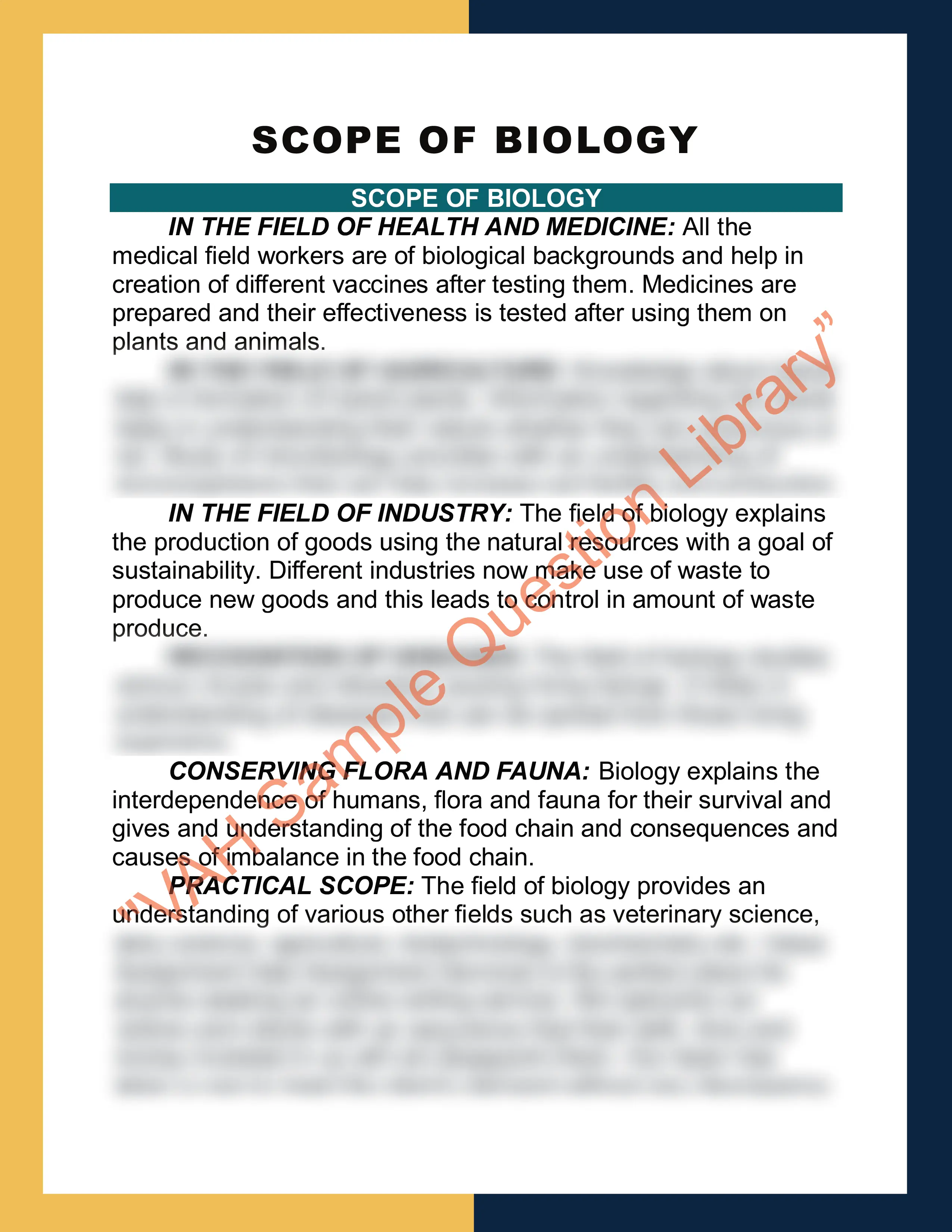 SCOPE OF BIOLOGY 0